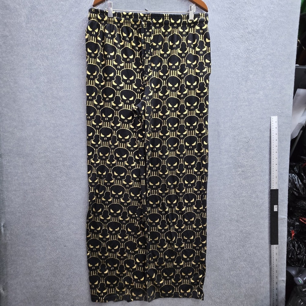 Marvel Men‎ Sleepwear XL Black Graphic Punisher Pajama Pants Logo